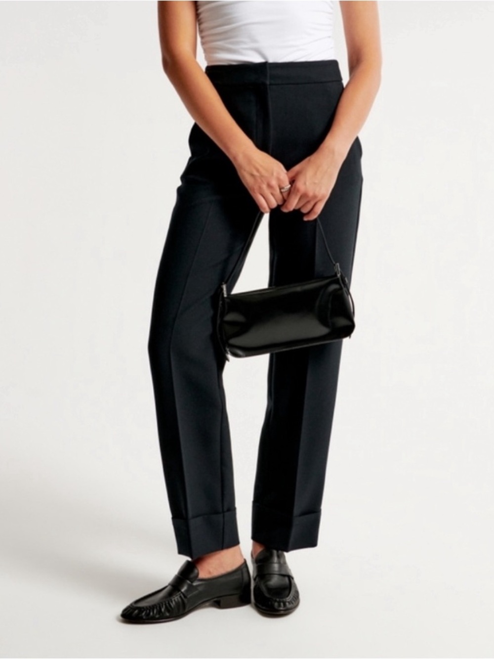 Abercrombie & Fitch High Rise Cuffed Tailored Straight Pants Size 28 Short